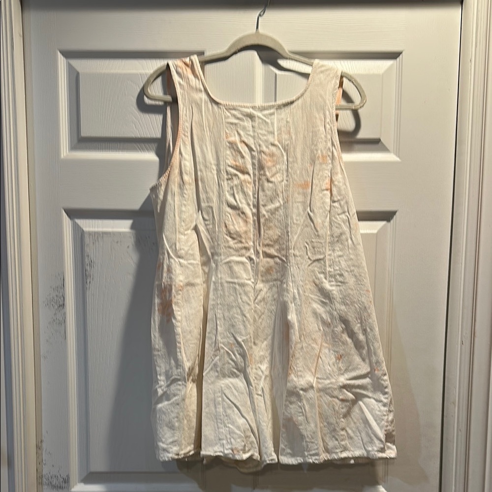 ASOS Peach White Tie Dye Low Back Cotton Oversized Shift Dress 8